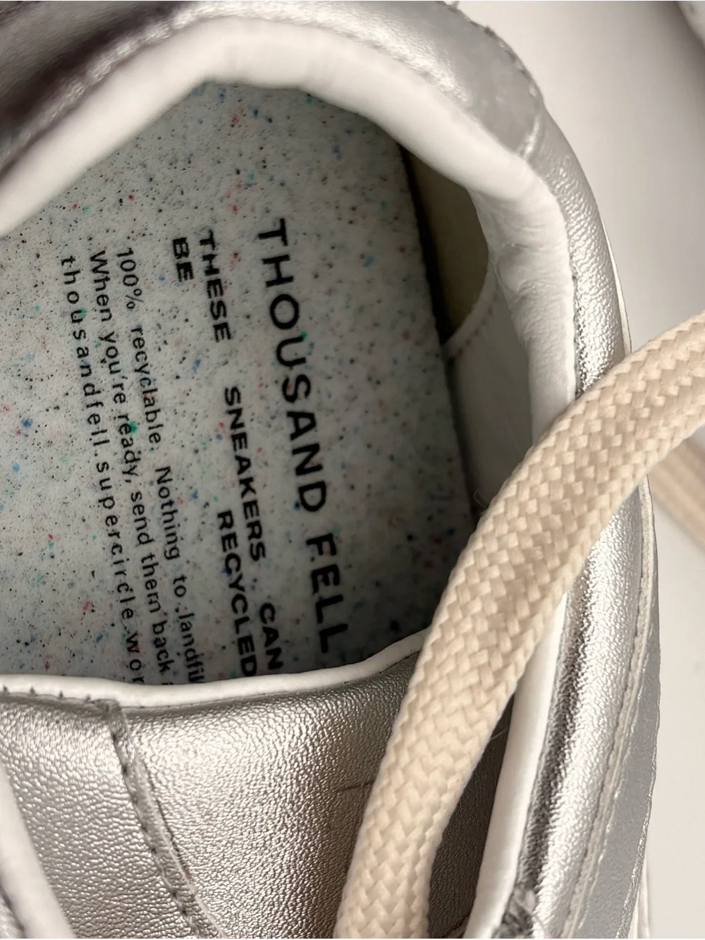 NWT Thousand Fell Driver Metallic Silver Women’s Sneakers Size 8.5 Vegan